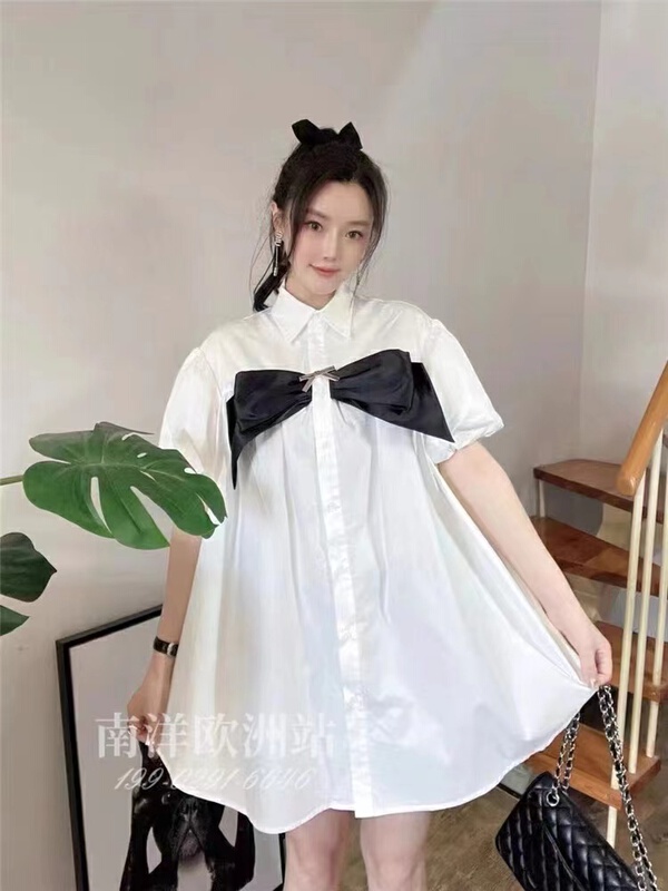 [pink Pinker] bowknot design feeling retro thin dress (decoration can not be removed) 82706\lsl