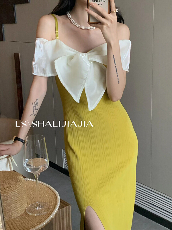 [LS] fresh, simple and thin color matching dress 6262\jhy