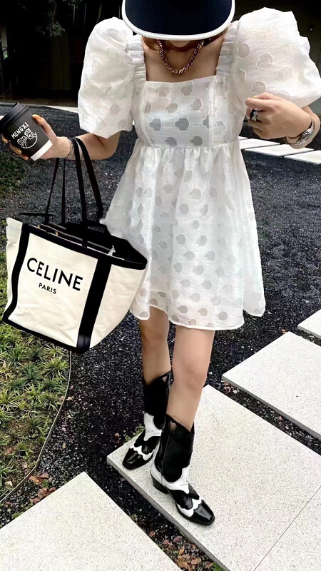 [lidada] Fashion Square Neck bubble sleeve dress 2395\hbx