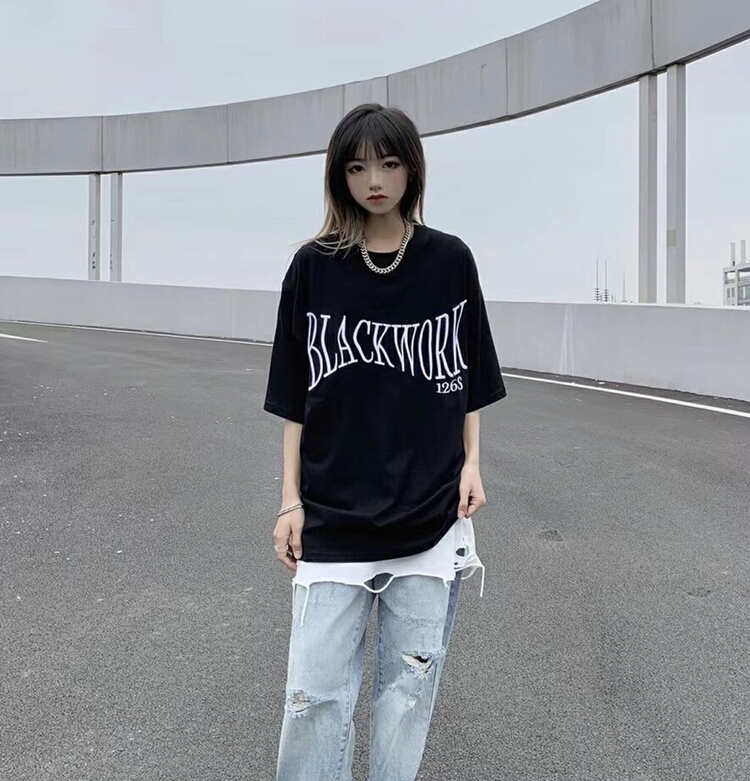 Korean casual letter printed short sleeve T-shirt b8631\lsw