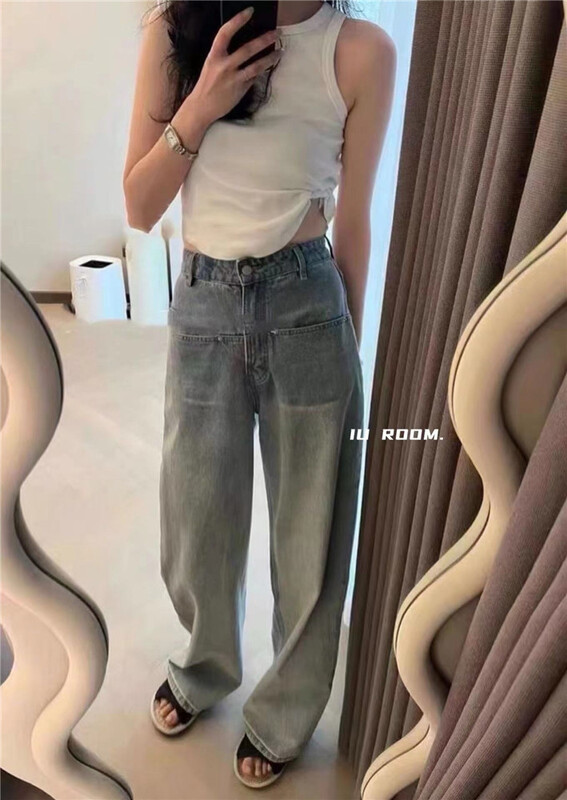 [IU room] loose straight wide leg versatile jeans 1267\xyy