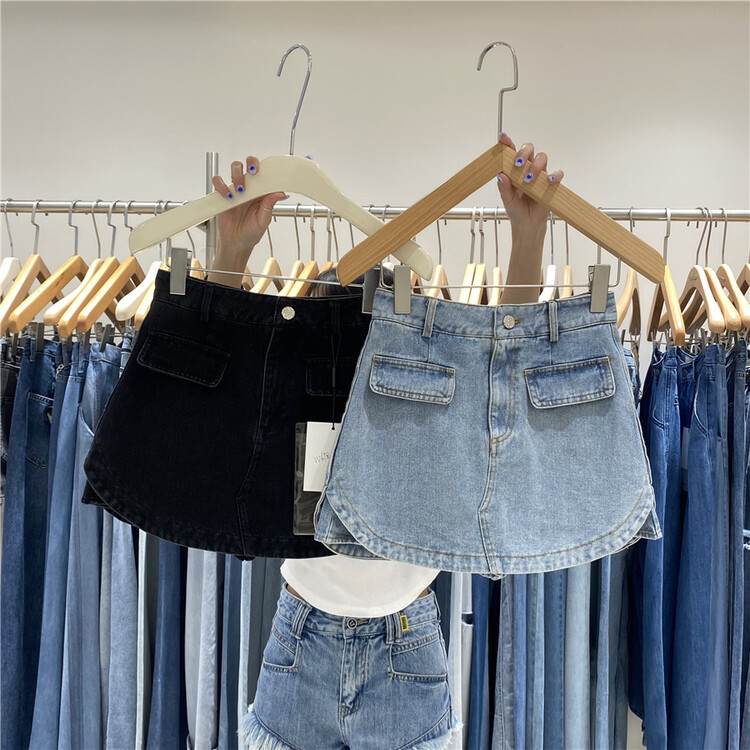 [o not 1] Korean fake pocket skirt pants w678\lsw