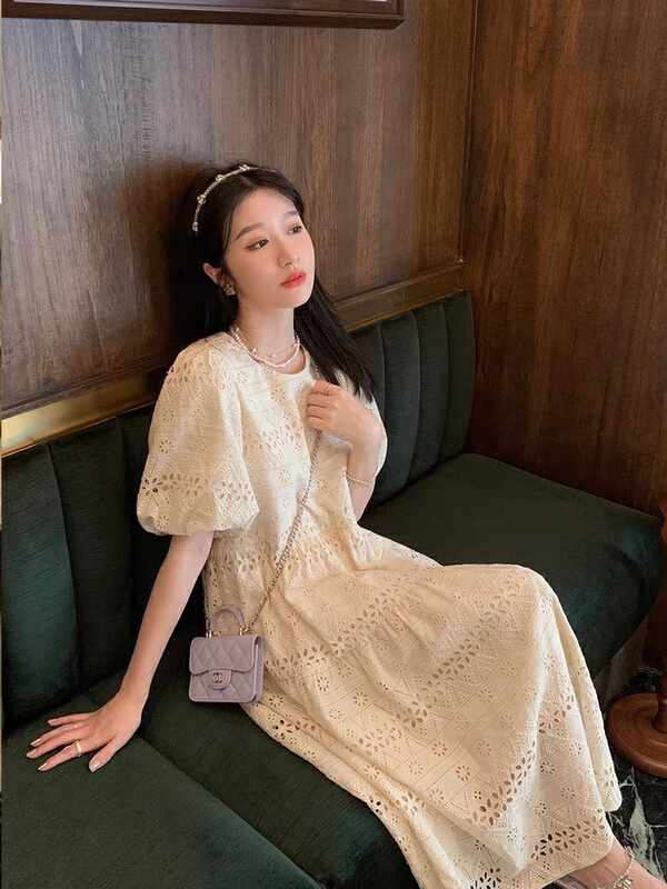 [Kiki studio] Korean embroidered versatile dress 6050\hjy