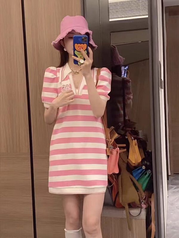 [am Gardenia] contrast stripe fashion dress 8060\pcz