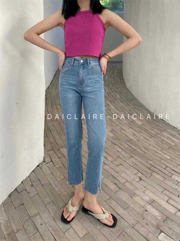 [buyer Yan Xuan Dai Jia'er] Korean straight slim fitting jeans 90891\cl