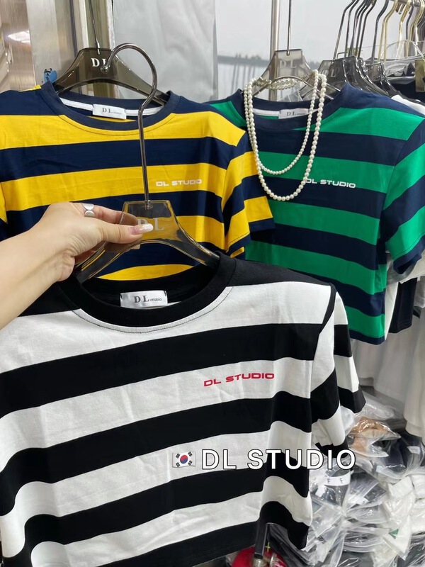 [DL] letter stripe Pullover short sleeve T-shirt 8623\wtt