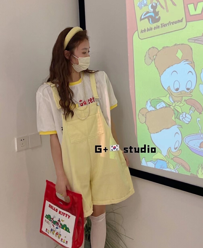 [g+] candy color versatile loose shorts suspenders 9661\\wtt