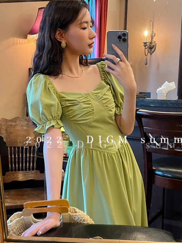 【 digm 】 French elegant slim puff sleeve dress 2532\zxx