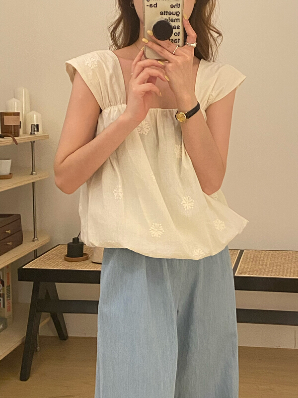 [tototellme] Korean embroidered exquisite vest / sling 20591\hbx