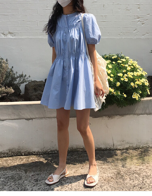 [baerman] design sense niche doll collar bubble sleeve temperament aging dress 8455\hbx