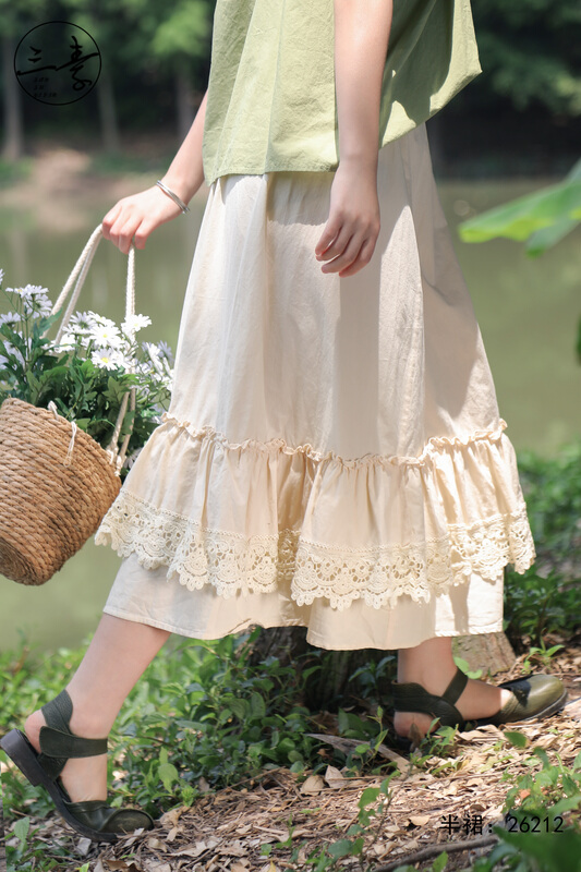 Original price 73.32! [original three element clothing] patchwork lace skirt skirt skirt 26212\xyj