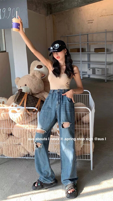 [aus] baggy skinny jeans with holes g612\lsw