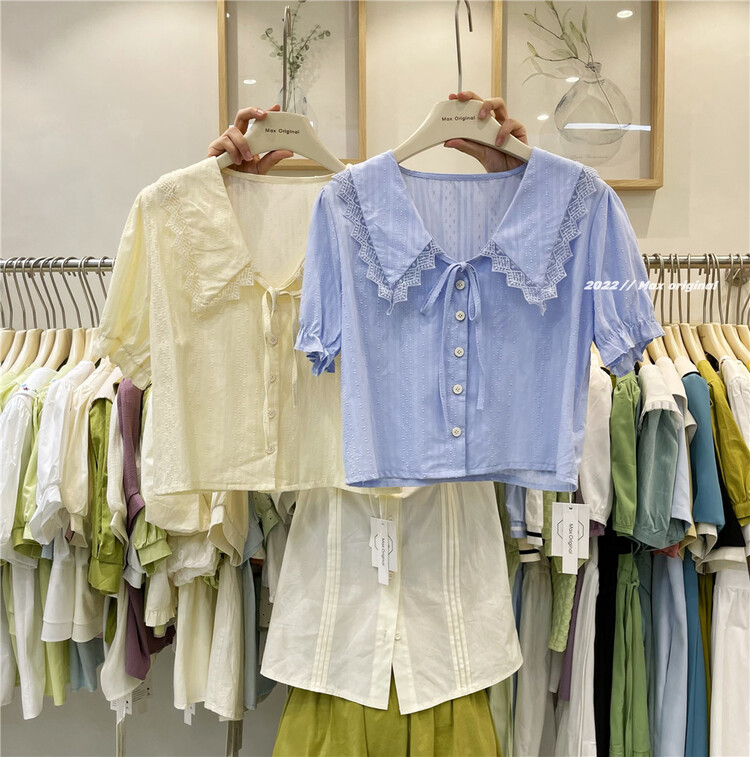 [Max original] slim and fresh short single breasted shirt 98251\hbx