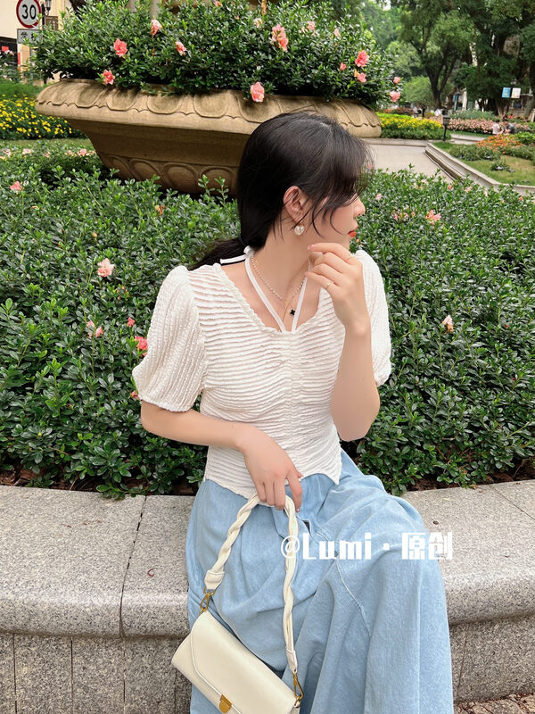 [Lumi] V-neck fashion Korean shirt 85017\ll