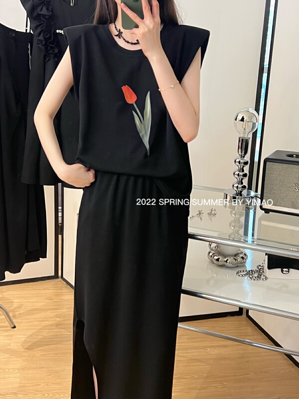 [Feimao (Yimao)] Korean flower Vest + slim and versatile skirt set ym-4021\lsl