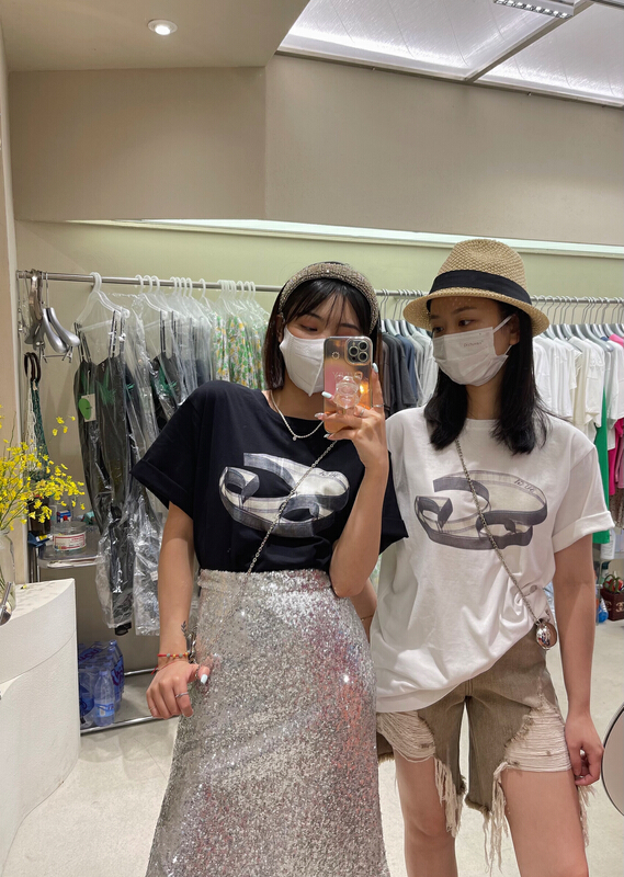[attitude] round neck versatile simple printed short sleeve T-shirt aq4523