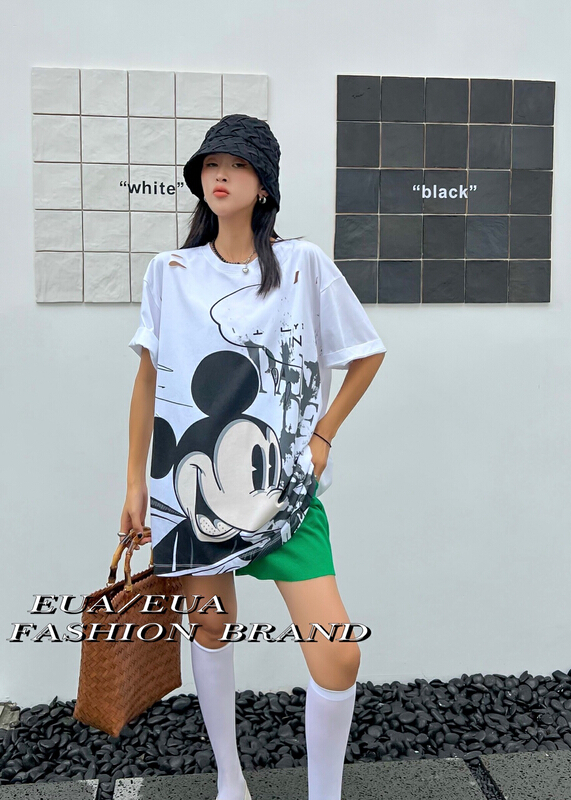 [European and American trend] letter Mickey casual printed short sleeve T-shirt 12289\xyy