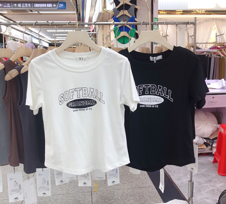 [ziyijia] letter printed loose short sleeve T-shirt ys2-017\wtt