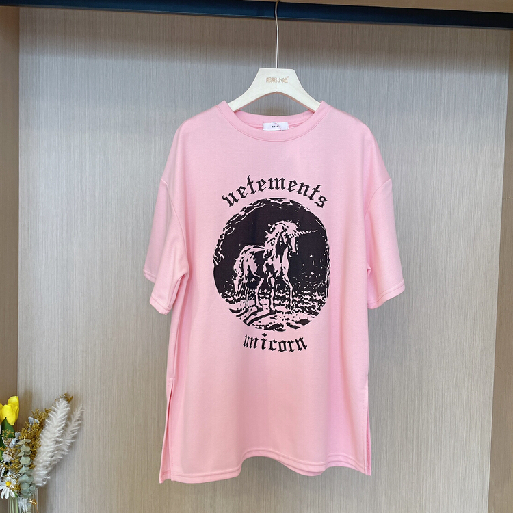 [miss Xixi] casual Unicorn letter printing fashion versatile short sleeve T-shirt 1521\l