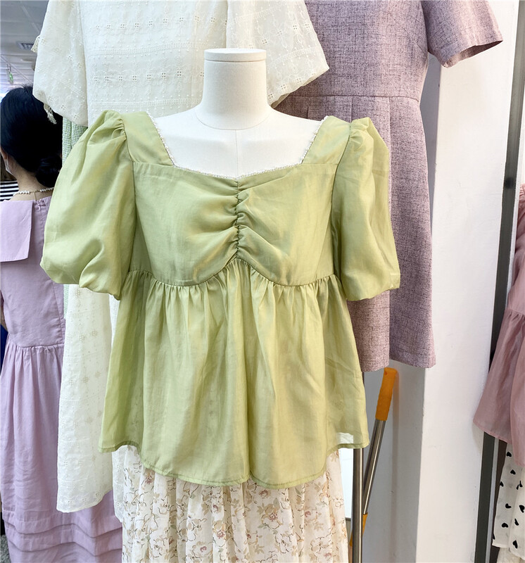 [wanwan] square neck small fresh bubble sleeve shirt ys1-6609\hbx