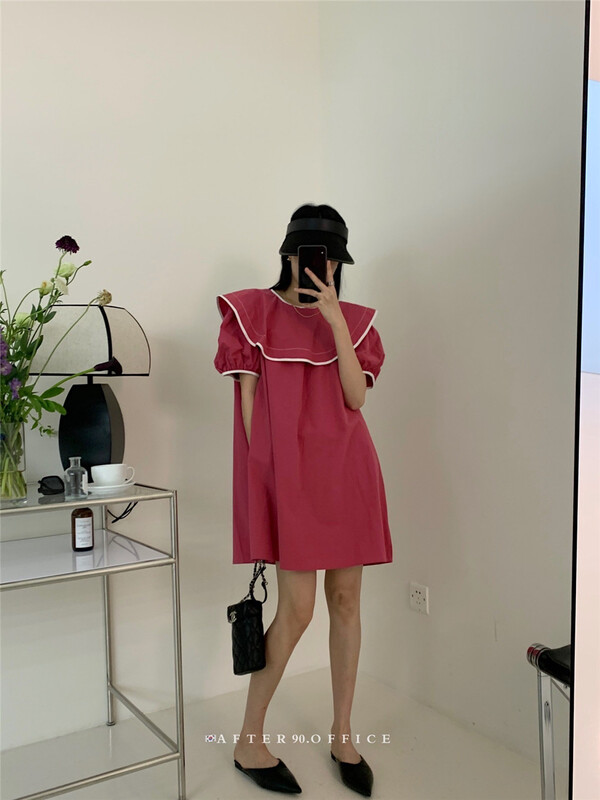 [after.90] color blocking simple thin dress 6766\ll