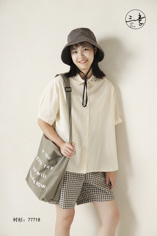 [original three element clothes] simple temperament casual slim shirt 77718