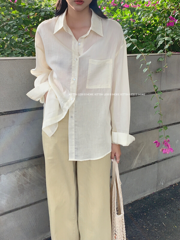 In early summer! [Kittin] Korean version simple loose bamboo sun protection shirt 8188\l