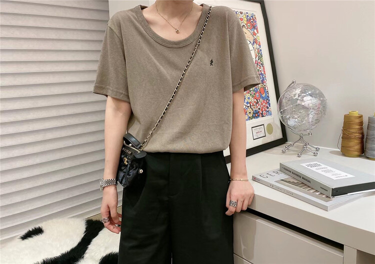 [self] simple and versatile letter round neck short sleeve T-shirt 7320\lsl