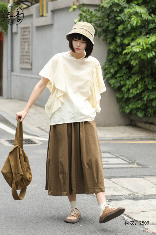 [original three plain clothes] literary and artistic simple shirt 2509