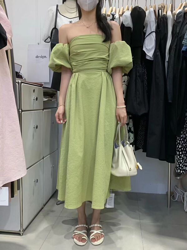 [rm.hh] bubble sleeve Strapless slim dress 2167\pcz
