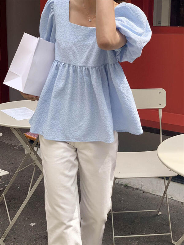 [acme ground] bubble sleeve sweet square neck cute shirt 1715\cls