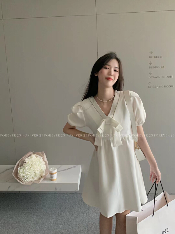 [forever23] French Style Bubble Sleeve fashion dress a2087\hjy