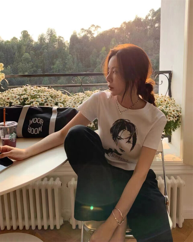 [keep] Korean print short sleeve T-shirt ys1-7795\wtt