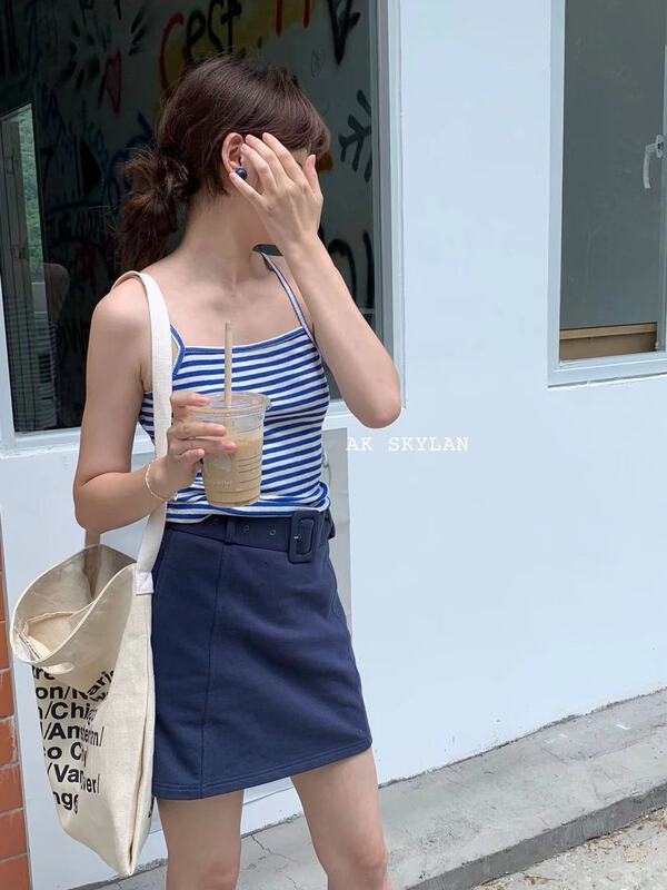 [A.K skylan] casual simple stripe vest / sling 82609\zxl