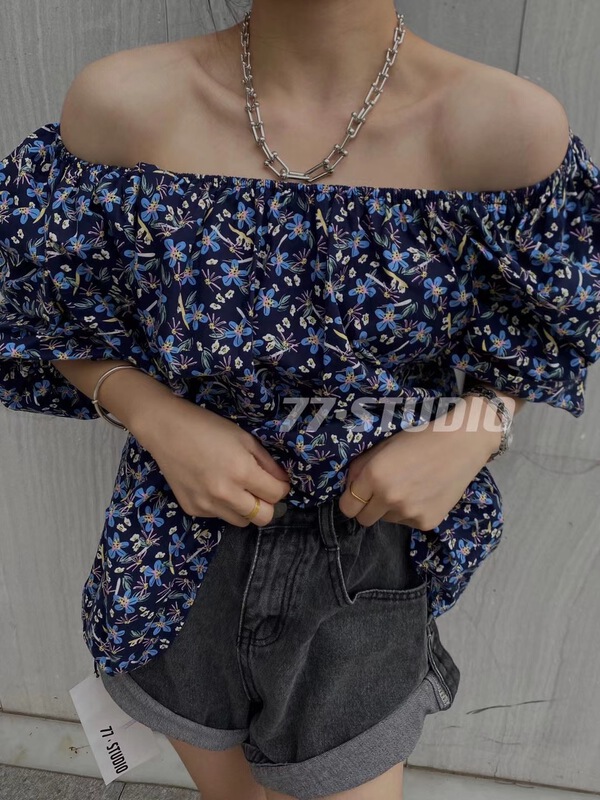 [77.studio] short sleeve floral pullover shirt 0180-3\t