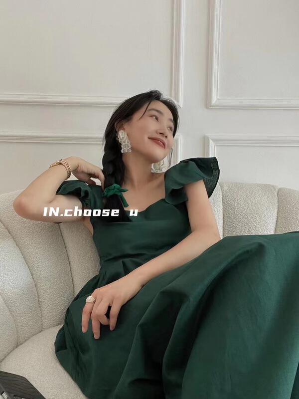 [in.choose u] Korean solid color loose fly sleeve dress 67260\cqw