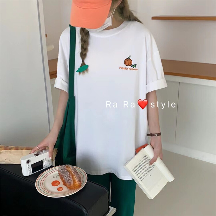 [rara] casual simple pumpkin print Pullover short sleeve T-shirt 79137\lsl