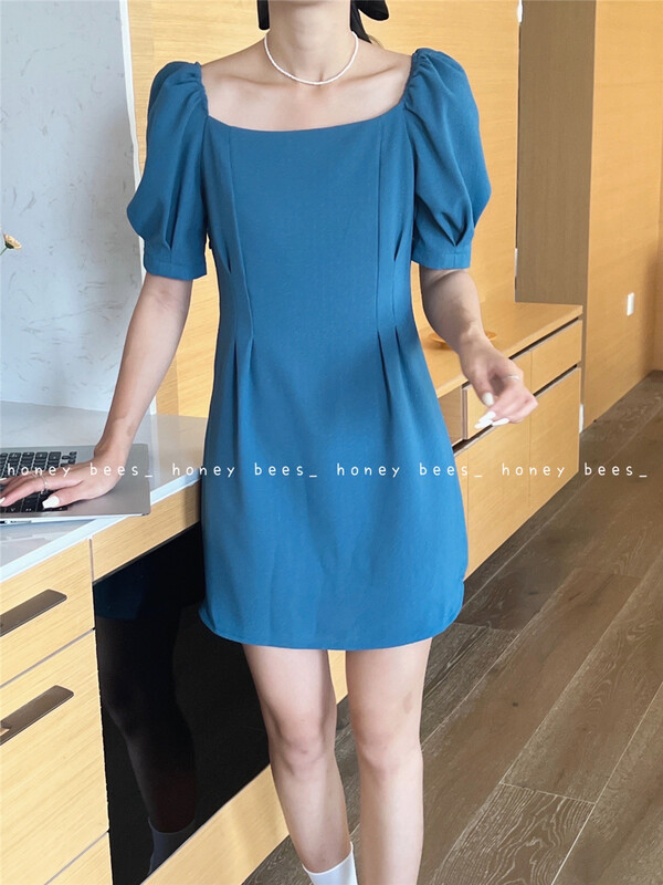 [honeybees] Fashion Square Neck simple temperament dress ys1-8886\l
