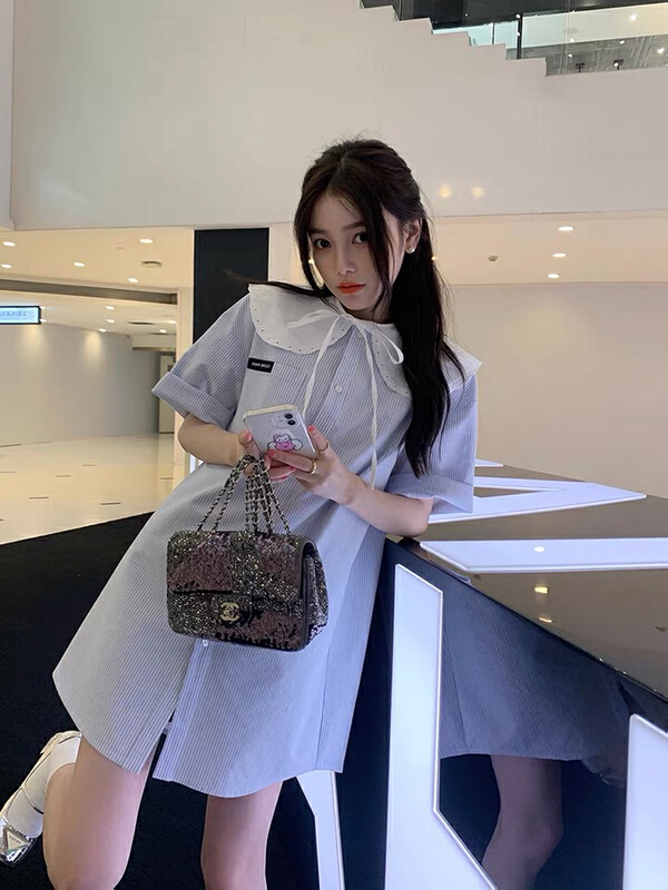[Kiki studio] Korean stripe loose dress 6045\hjy