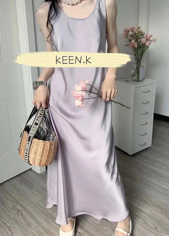 [keen k] simple acetate silk smooth satin suspender dress l113\wtt