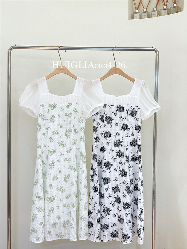 [Cinderella CICI] square neck floral dress 8081\zjy