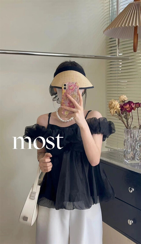 [most] Korean off shoulder versatile shirt 97189\zjy