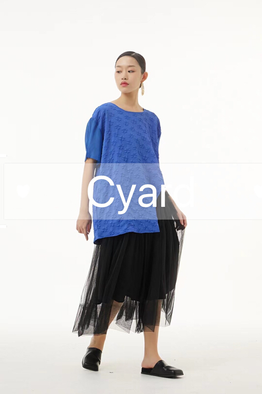 [cyard] temperament three-dimensional embossed short sleeve T-shirt 95368\l