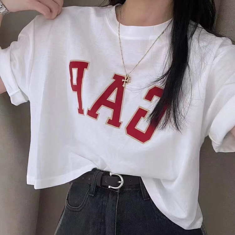 [Xiaolu family] letters are versatile small short sleeve T-shirt 80679\wtt