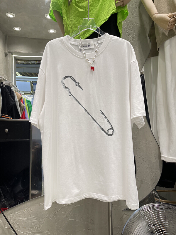[42] ins versatile light tide button needle short sleeve T-shirt (excluding necklace) b761-1\wtt
