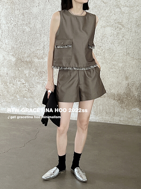 [gracetina Hoo] custom sleeveless simple small fragrance suit tz359\cqw