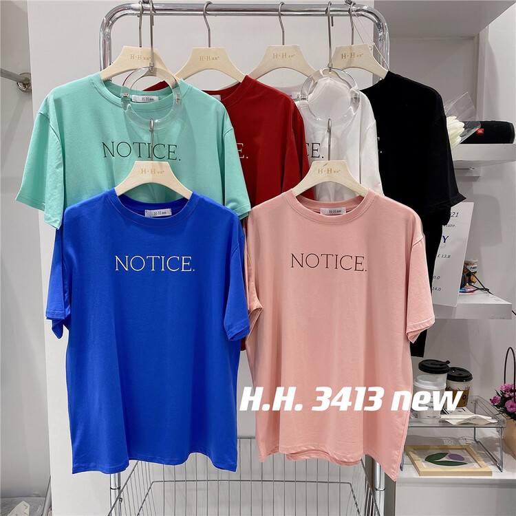 [HH &miss Lai] Korean letters comfortable short sleeve T-shirt 3413\l