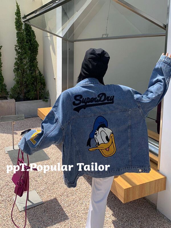 New year in early spring! [ppt] Donald Duck Embroidered Denim coat 4379\y