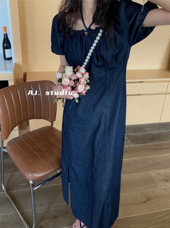 [aj.studio] casual simple loose denim dress 9270\ll
