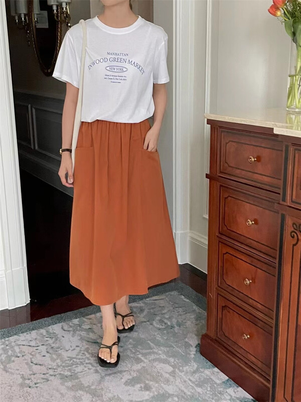 [feeding] elastic waist a hem slim skirt 3623-y7\cls
